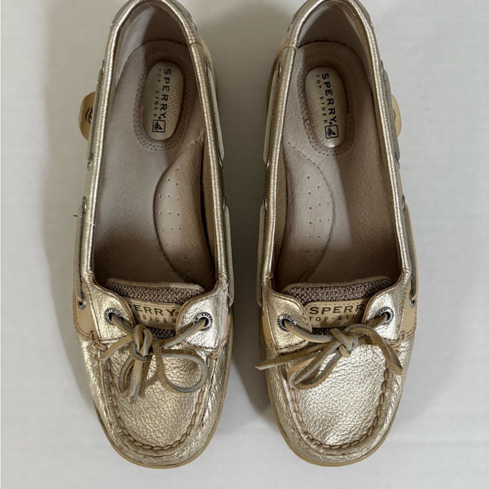 Sperry Angelfish 1 Eye Gold Boat Shoes, size 7.5